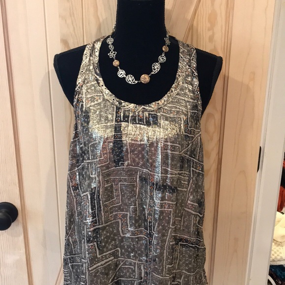 H&M metallic razor back tank top & necklace - Picture 1 of 7